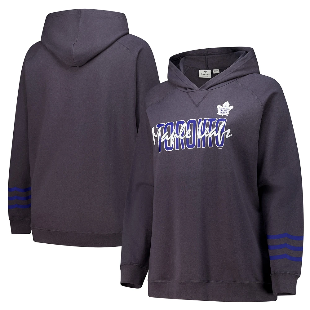 Sweat à capuche en molleton léger taille plus Fanatics Anthracite Toronto Maple Leafs pour femmes