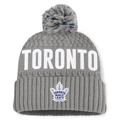 Women's Fanatics  Gray Toronto Maple Leafs Heritage Tilly Cuffed Knit Hat with Pom