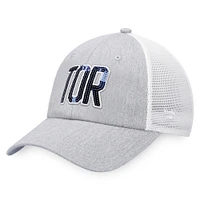 Casquette Snapback emblématique Glimmer Trucker des Maple Leafs de Toronto Fanatics gris chiné/blanc pour femmes