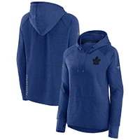 Chandail à capuchon Authentic Pro Performance Raglan Fanatics Heathered Blue des Maple Leafs de Toronto pour femmes