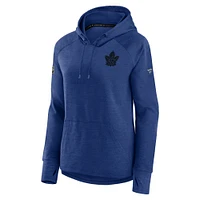 Chandail à capuchon Authentic Pro Performance Raglan Fanatics Heathered Blue des Maple Leafs de Toronto pour femmes