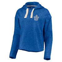 Women's Fanatics Heathered Royal Toronto Maple Leafs Cropped Raw Edge Pullover Hoodie