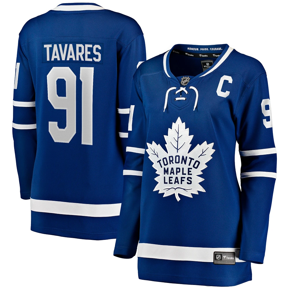 Maillot de joueur échappé à domicile Fanatics John Tavares bleu des Maple Leafs Toronto pour femmes