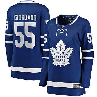 Maillot de joueur échappé à domicile des Maple Leafs Toronto Fanatics Mark Giordano bleu pour femmes