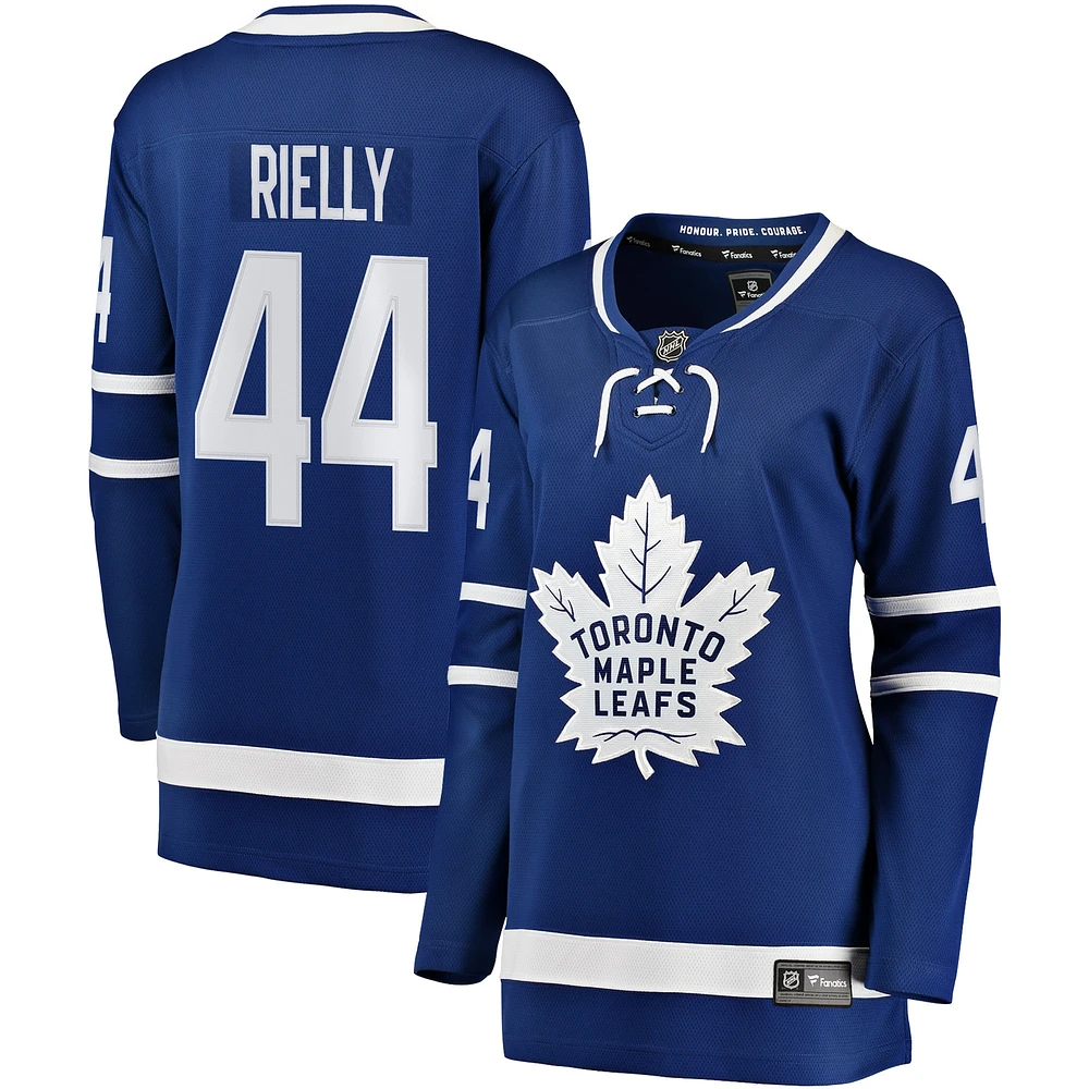 Maillot de joueur échappé des Maple Leafs Toronto Fanatics Morgan Rielly pour femmes, bleu