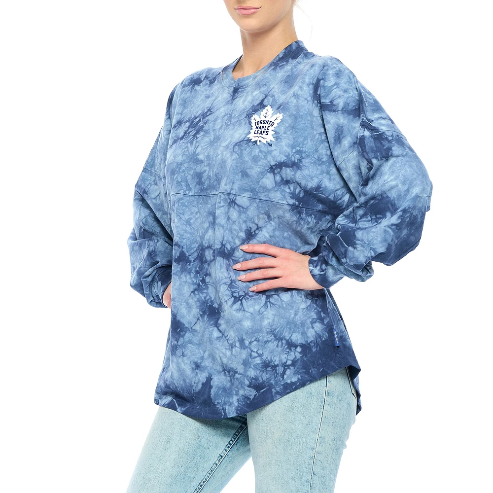 Women's Fanatics Navy Toronto Maple Leafs Crystal-Dye Long Sleeve T-Shirt