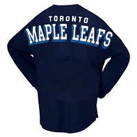 Women's Fanatics Navy Toronto Maple Leafs Spirit Lace-Up V-Neck Long Sleeve Jersey T-Shirt