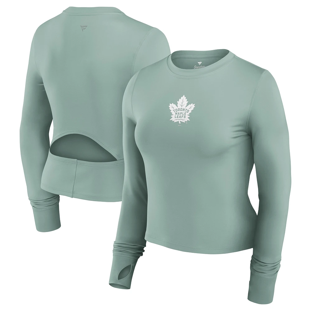 Women's Fanatics Olive Toronto Maple Leafs Studio Fitted Long Sleeve Gym Top