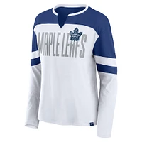 Women's Fanatics White/Blue Toronto Maple Leafs Frozen Long Sleeve Notch Neck T-Shirt