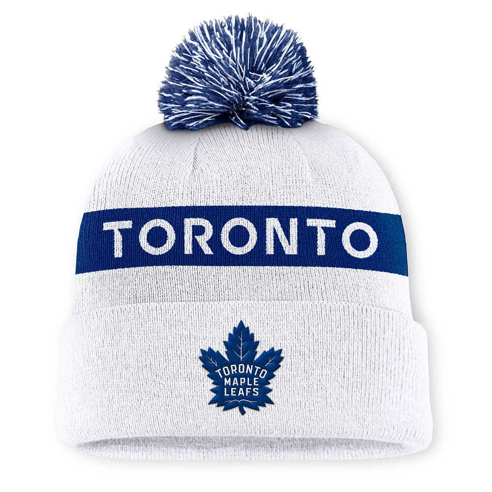 Women's Fanatics White Toronto Maple Leafs Authentic Pro Rink Cuffed Knit Hat with Pom