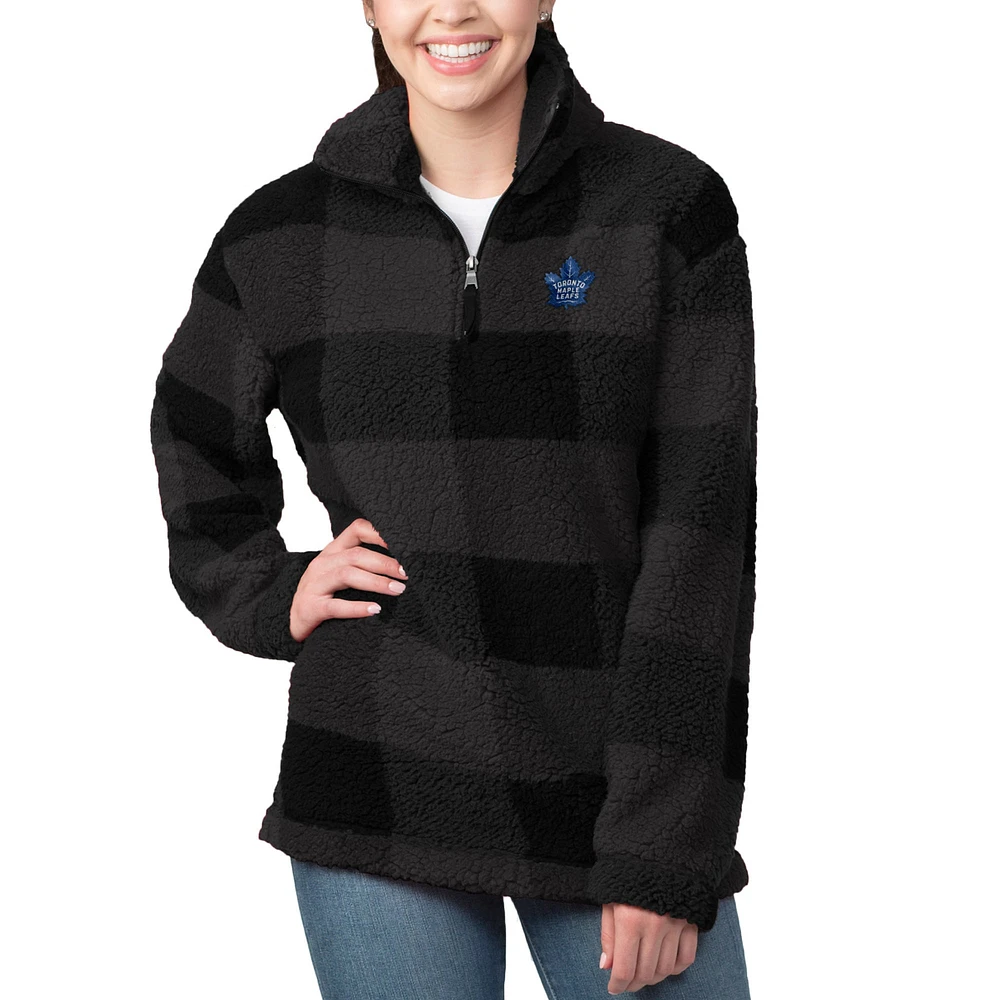 Sherpa à carreaux des Maple Leafs de Toronto G-III 4Her par Carl Banks pour femme - noir/anthracite Veste fermeture éclair d'un quart