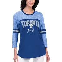 Women's G-III Sports by Carl Banks Blue Toronto Maple Leafs Play The Game Tri-Blend 3/4 Sleeve T-Shirt