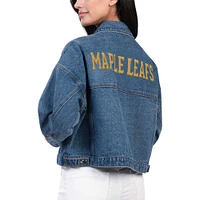 Veste en jean boutonnée surdimensionnée G-III Sports by Carl Banks pour femmes des Maple Leafs de Toronto Victory