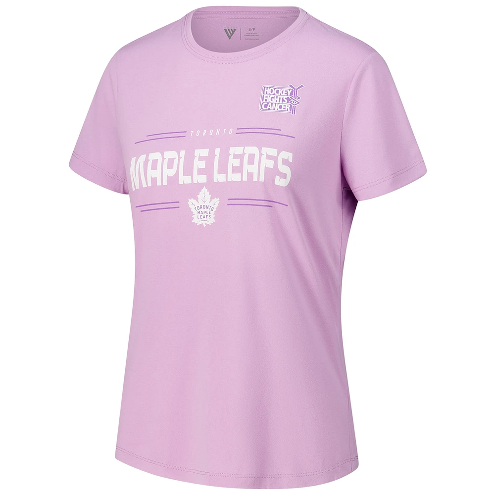 Women's Levelwear Auston Matthews Lavender Toronto Maple Leafs Hockey Fights Cancer Anthem Name & Number T-Shirt