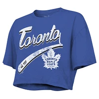 T-shirt court Majestic Threads Auston Matthews Royal Toronto Maple Leafs Behind The Net pour femmes avec nom et numéro