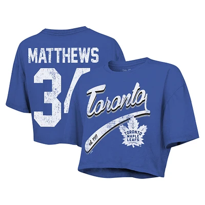 T-shirt court Majestic Threads Auston Matthews Royal Toronto Maple Leafs Behind The Net pour femmes avec nom et numéro