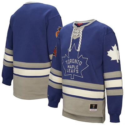 Women's Mitchell & Ness Blue Toronto Maple Leafs Heritage Lace-Up Pullover Sweatshirt