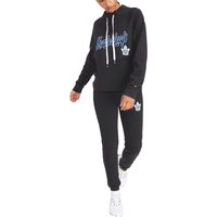 Women's Tommy Hilfiger Black Toronto Maple Leafs Zoey - Tri-Blend Raglan Pullover Sweatshirt & Pants Lounge Set