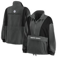 Women's WEAR by Erin Andrews Black Toronto Maple Leafs Packable Popover - Half-Zip Jacket