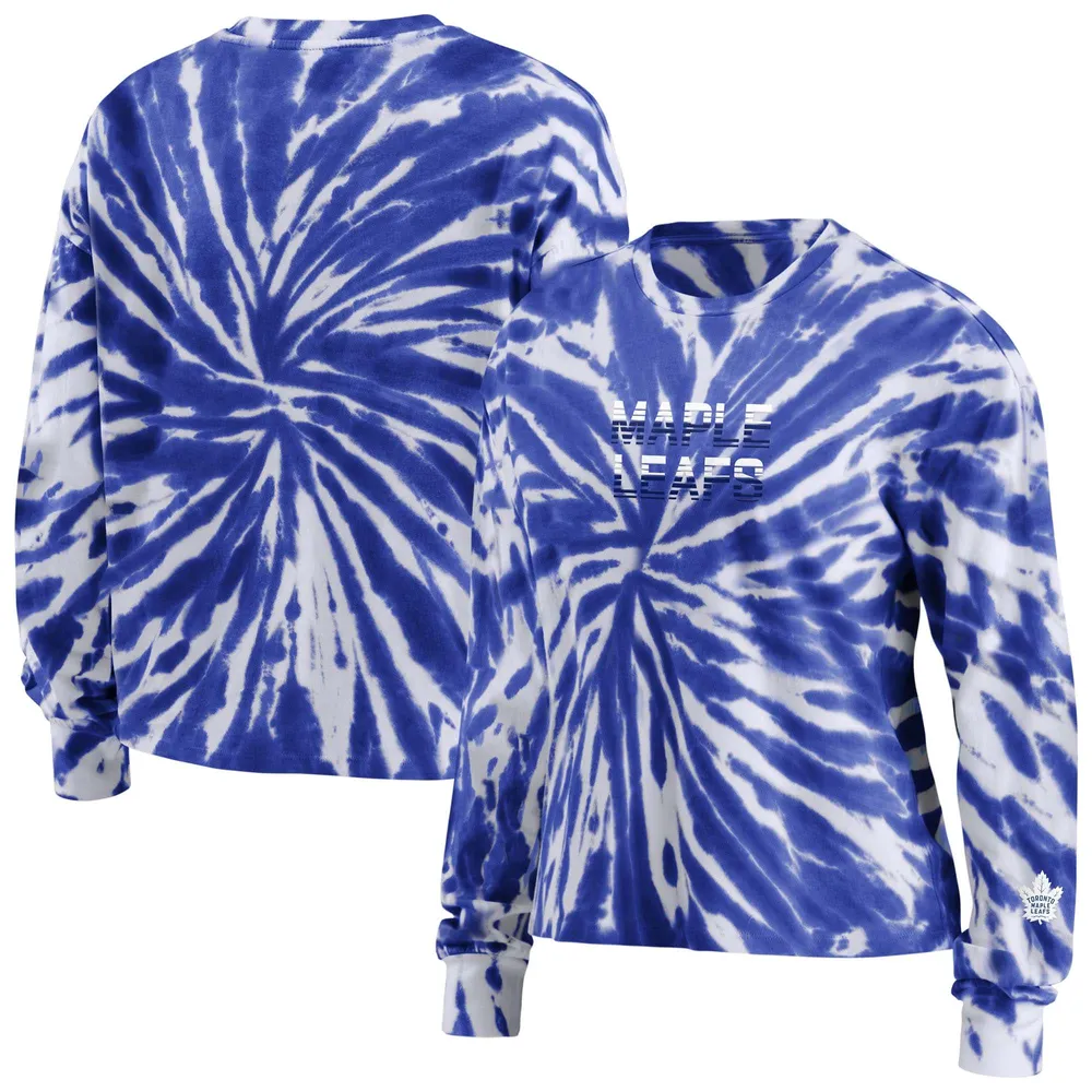 T-shirt bleu à manches longues tie-dye WEAR by Erin Andrews des Maple Leafs de Toronto pour femmes