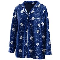 Women's WEAR by Erin Andrews Navy Toronto Maple Leafs Long Sleeve Button-Up Shirt & Pants - Sleep Set