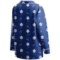 Women's WEAR by Erin Andrews Navy Toronto Maple Leafs Long Sleeve Button-Up Shirt & Pants - Sleep Set