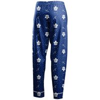 Women's WEAR by Erin Andrews Navy Toronto Maple Leafs Long Sleeve Button-Up Shirt & Pants - Sleep Set