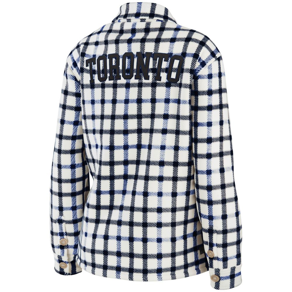 Women's WEAR by Erin Andrews Oatmeal Toronto Maple Leafs Plaid Button-Up - Shirt Jacket