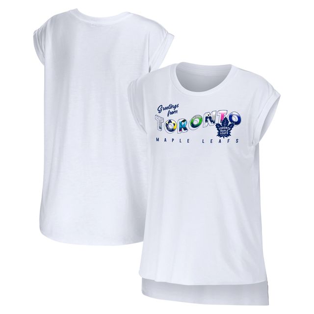 Women's WEAR by Erin Andrews T-shirt blanc Toronto Maple Leafs Greetings From Muscle