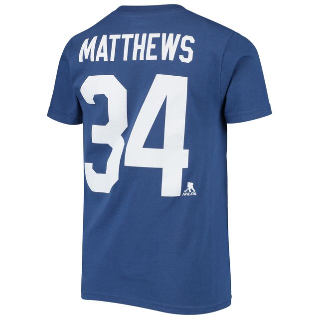 T-shirt bleu pour jeune Auston Matthews avec nom et numéro de joueur des Maple Leafs Toronto