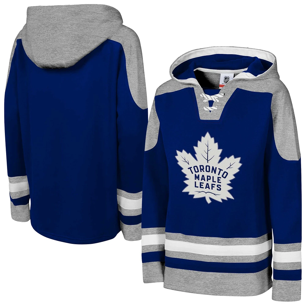 Sweat à capuche col en V bleu pour jeunes Toronto Maple Leafs Ageless Must Have Home