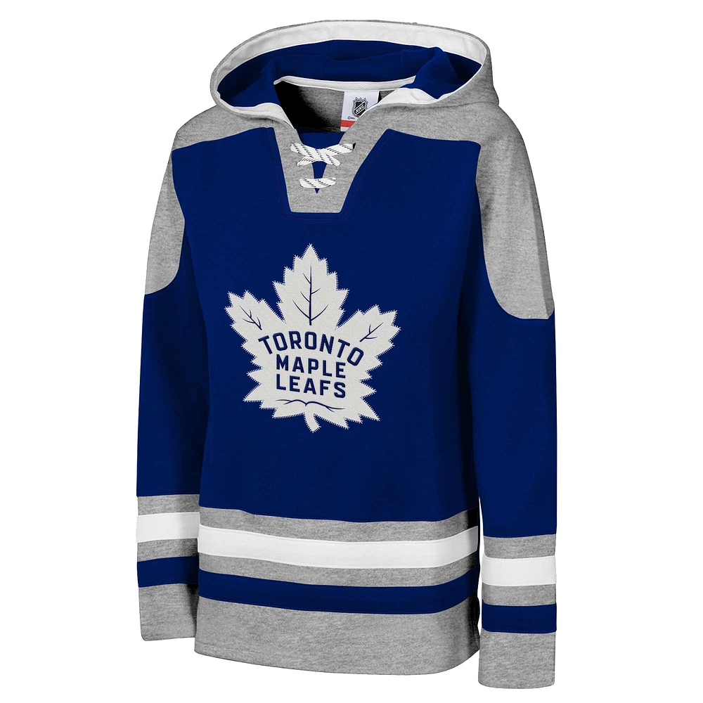 Sweat à capuche col en V bleu pour jeunes Toronto Maple Leafs Ageless Must Have Home