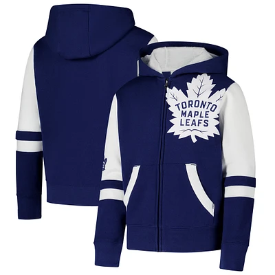 Sweat à capuche entièrement zippé bleu Toronto Maple Leafs Face Off pour jeunes