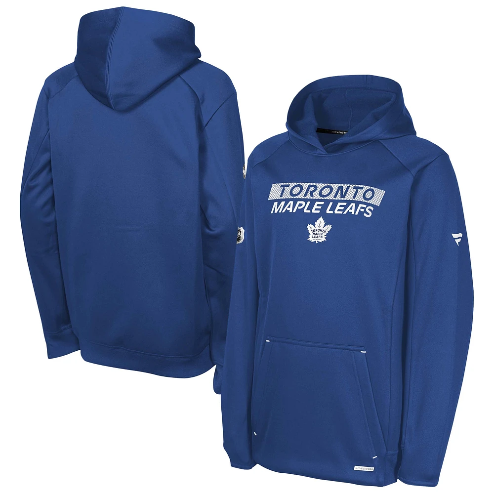 Sweat à capuche authentique Pro Rink bleu des Maple Leafs de Toronto pour jeunes fanatiques