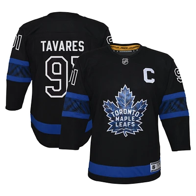 Maillot de capitaine premier joueur suppléant des Maple Leafs Toronto noir John Tavares pour jeune