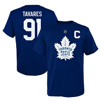 T-shirt bleu avec nom et numéro du capitaine des Maple Leafs de Toronto John Tavares pour jeunes