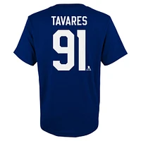 T-shirt bleu avec nom et numéro du capitaine des Maple Leafs de Toronto John Tavares pour jeunes