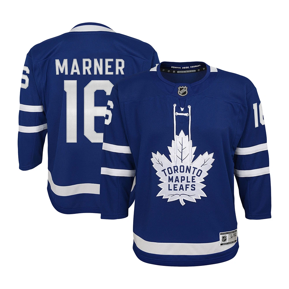 Maillot de joueur premier ministre à domicile des Maple Leafs Toronto bleu Mitchell Marner pour jeunes