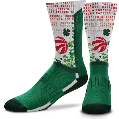 For Bare Feet Toronto Raptors Four Leaf St. Patrick's Day V-Curve Crew Socks