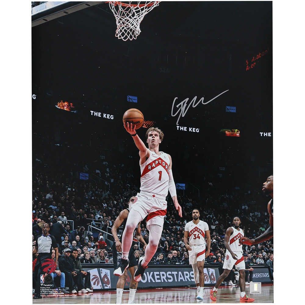 Gradey Dick Toronto Raptors Autographed 16" x 20" Layup vs. Spurs Photograph