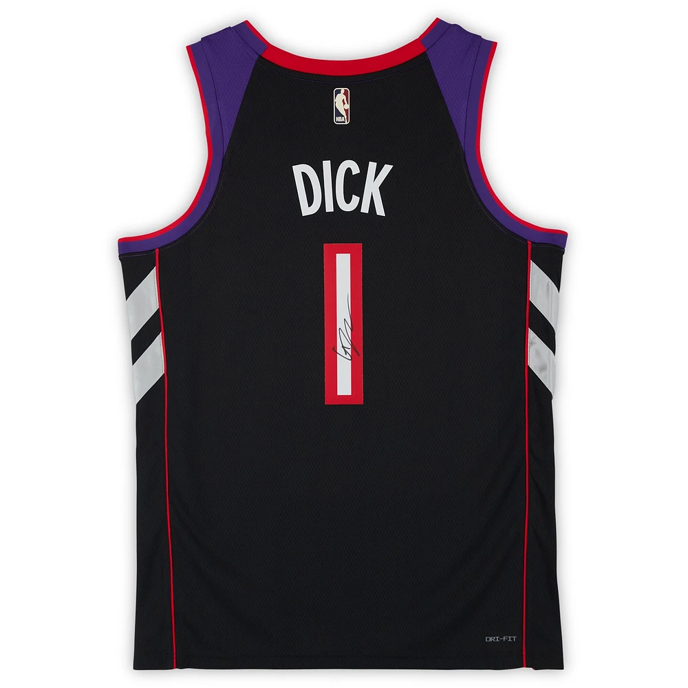Maillot Nike Classic Swingman violet autographié par Gradey Dick des Toronto Raptors