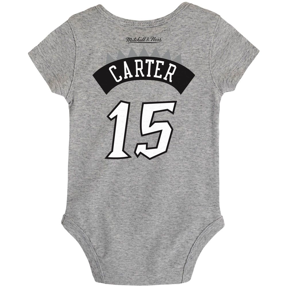 Infant Mitchell & Ness Vince Carter Heathered Gray Toronto Raptors Hardwood Classics Name Number Bodysuit