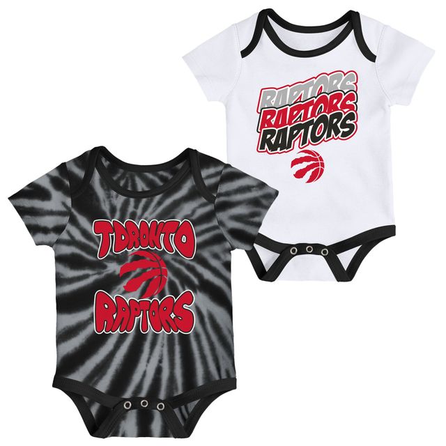 Ensemble de deux cache-couches tie-dye Toronto Raptors blanc/noir pour bébé