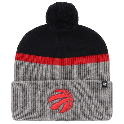 Bonnet tricoté à revers Split Shadow noir/gris Toronto Raptors '47 pour homme avec pompon