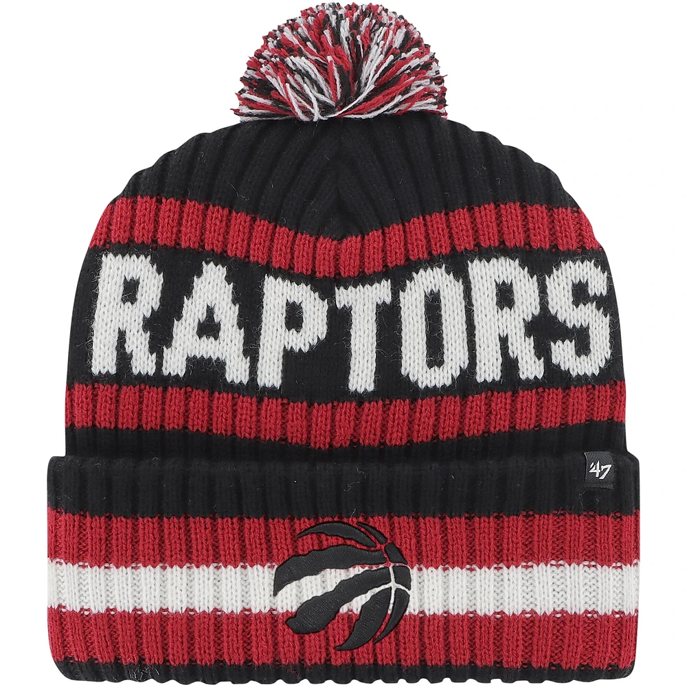 Bonnet en tricot à revers Bering '47 noir des Raptors de Toronto pour hommes avec pompon