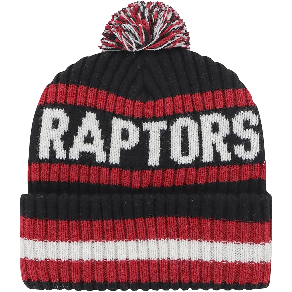 Bonnet en tricot à revers Bering '47 noir des Raptors de Toronto pour hommes avec pompon