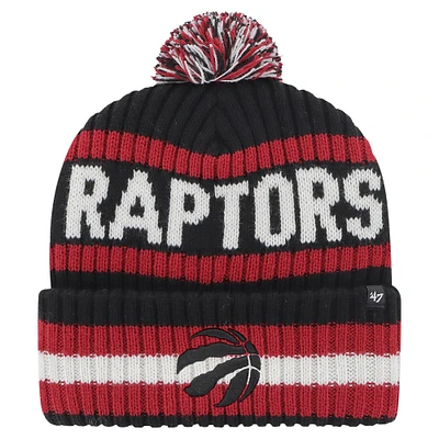 Bonnet en tricot à revers Bering '47 noir des Raptors de Toronto pour hommes avec pompon