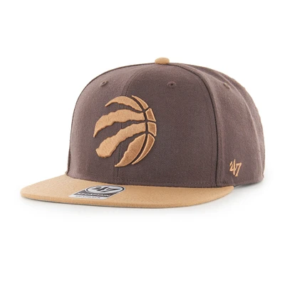 Men's '47 Brown Toronto Raptors No Shot Two-Tone Captain Snapback Hat 