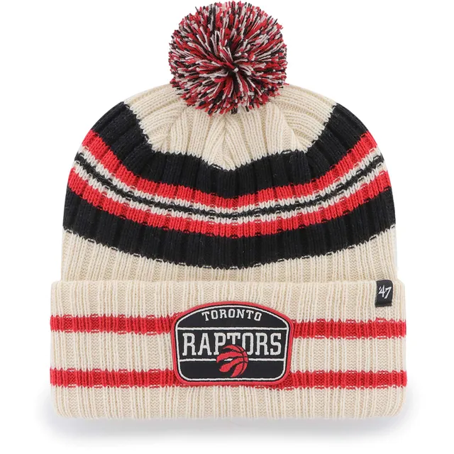 Youth Toronto Raptors Black/Orange Basketball Head Cuffed Pom Knit Hat