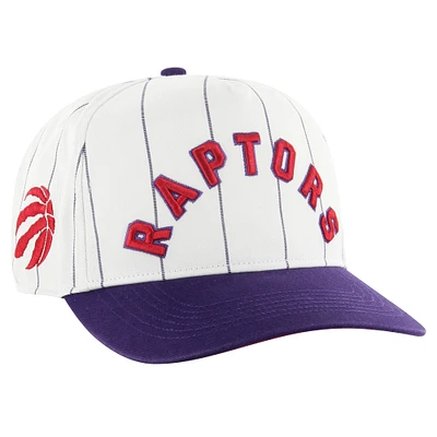 Casquette réglable à double tête et à fines rayures '47 pour hommes, blanc/violet, des Raptors de Toronto